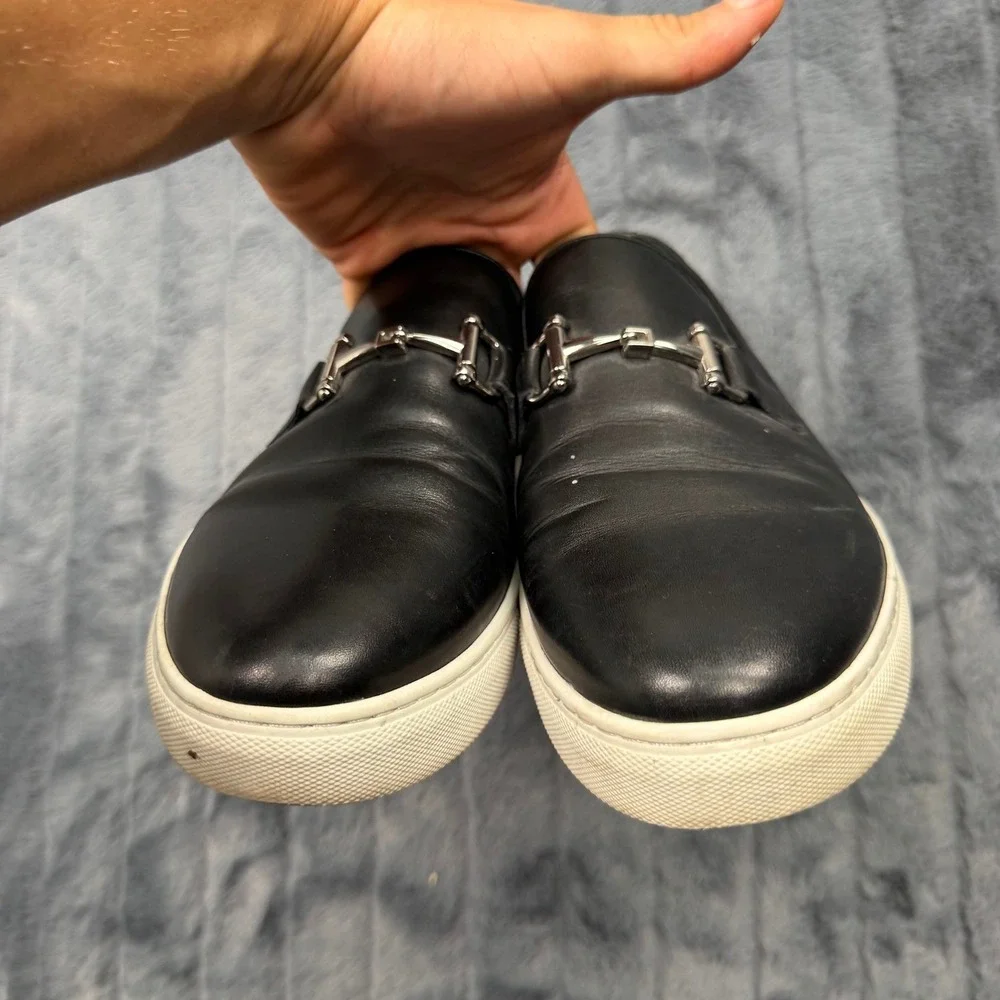 Marc Nolan Boardwalk Black Leather Buckle Slip On Sneaker Loafers Mens 10